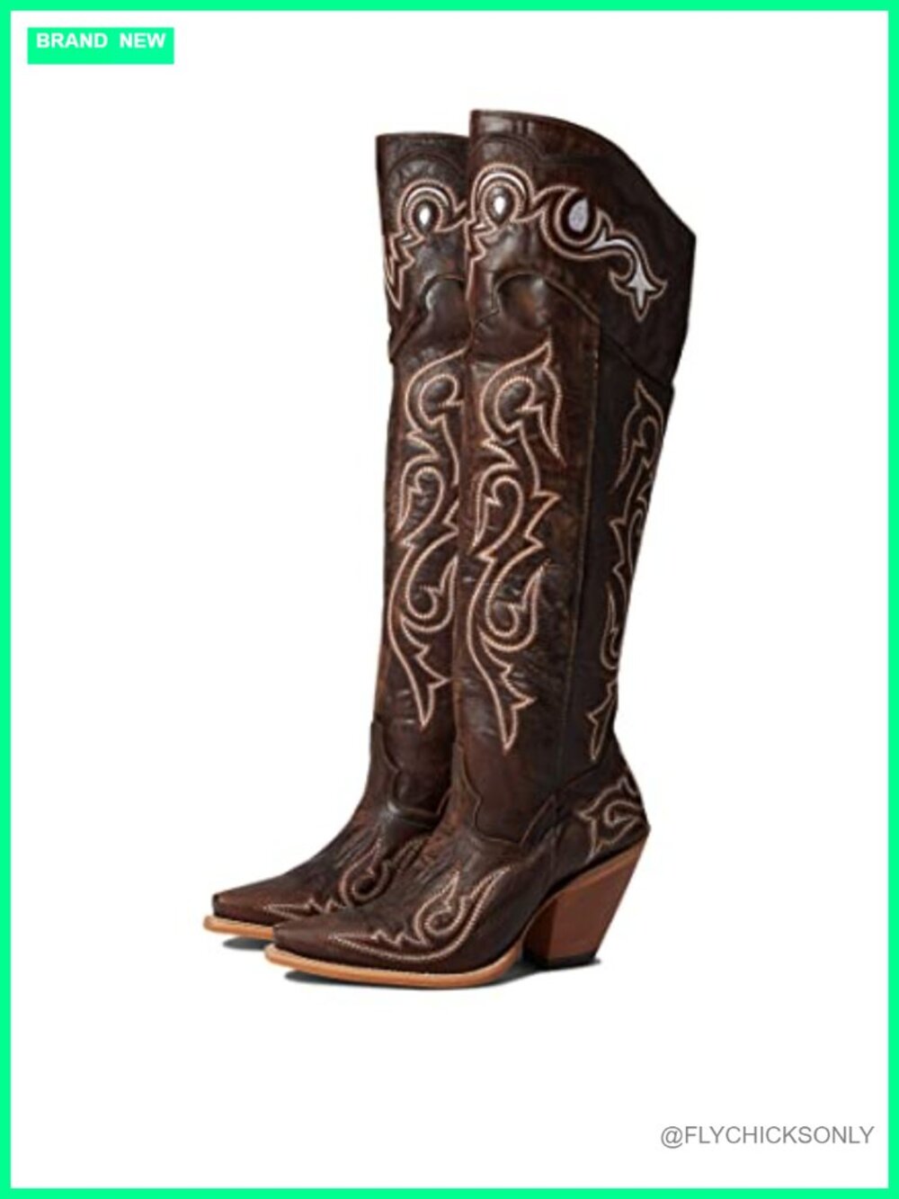 Dan Post Kommotion Embroidered Snip Toe Zippered Over the Knee High Heel Boots